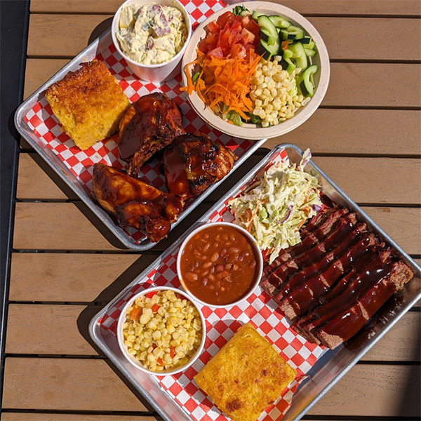 Meats on the smoker for our BBQ specials near Thousand Oaks, California.